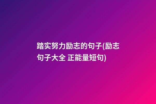 踏实努力励志的句子(励志句子大全 正能量短句)